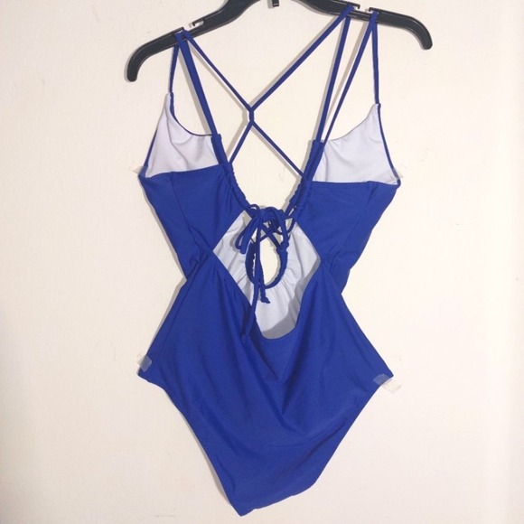 NWT Cupshe Women's Vacation Strappy Cut Out 1-Piece Swimsuit Royal Blue Size L - Picture 12 of 12